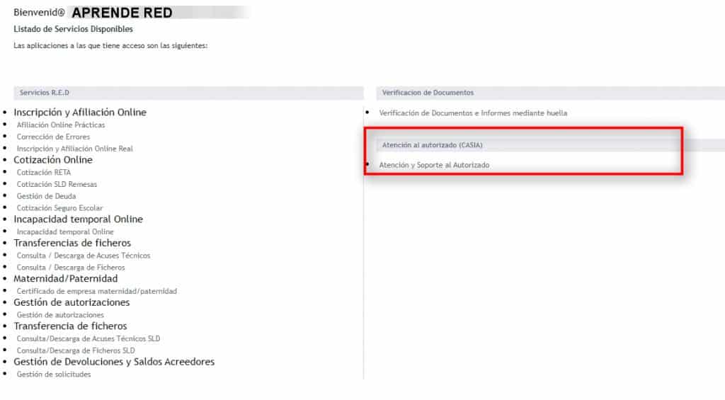 CASIA Sistema RED Aula virtual