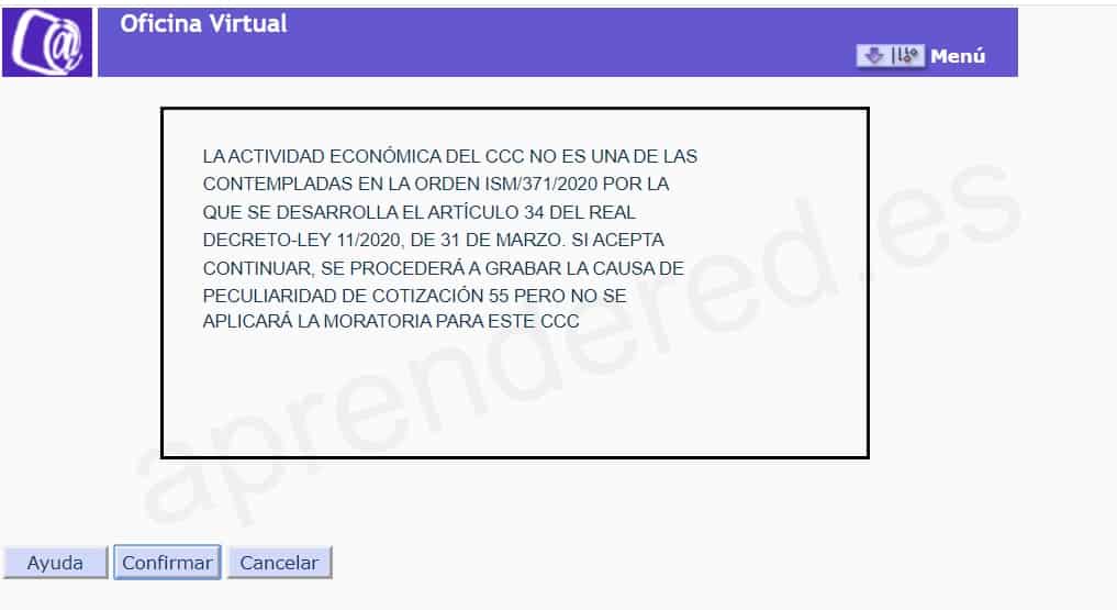 Guía moratoria y aplazamiento en la Seguridad Social 12 Moratoria no permitida por no tener actividad económica del ISM/371/2020